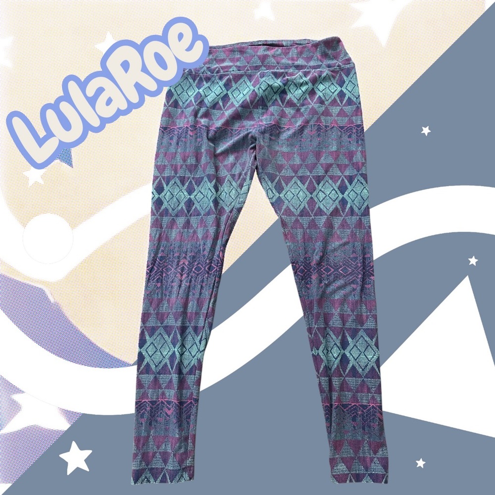 TC LuLaRoe Purple Geometric Leggings